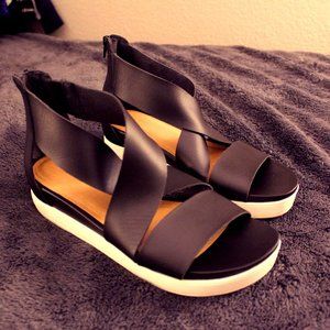 strappy black platform sandals